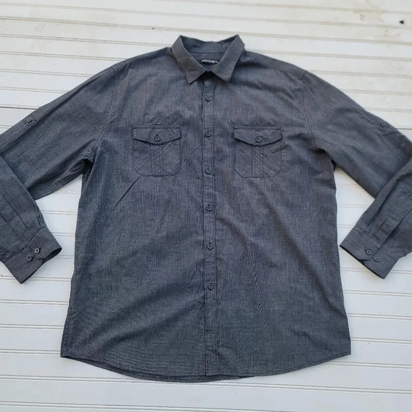 Axist Shirt Mens Extra Large Black Gray Button Up Long Sleeve Casual Men XL - Picture 1 of 9